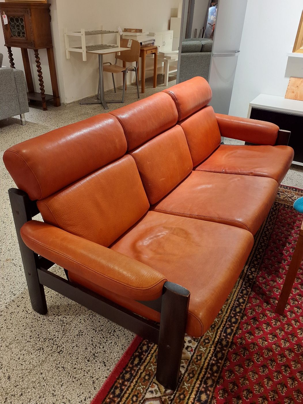 (4090) 3 pers. Lædersofa